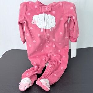 NWT CARTERS Child of Mine Baby girls Sheep fleece footed PJ's, sz. 6mo